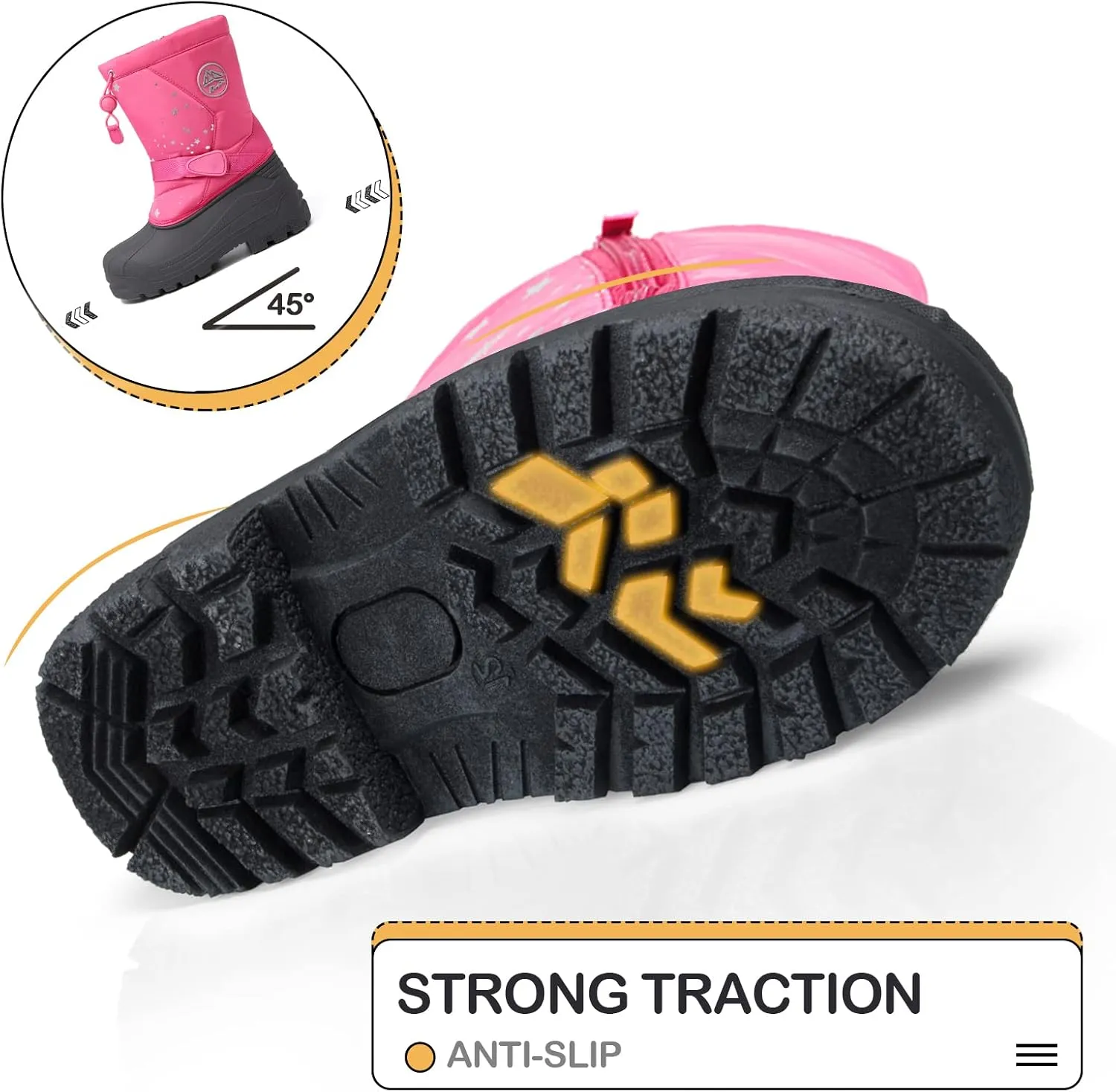K KomForme Snow Boots for Boys & Girls Warm Waterproof Slip Resistant Winter Shoes (Toddler/Little Kid/Big Kid)