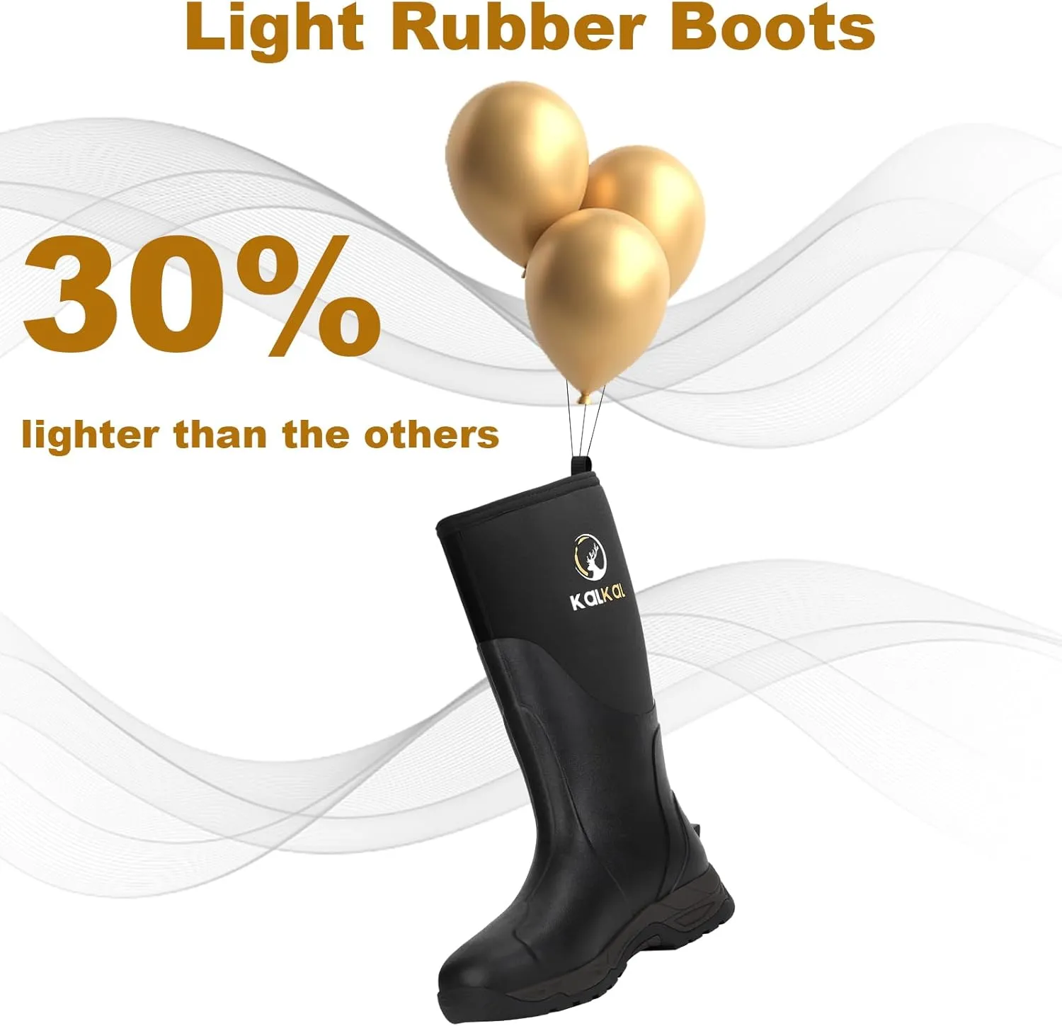 Kalkal Rain Boots Men, Waterproof Rubber Boots for Men, Durable Neoprene Work Boots for Gardening Hunting and Fishing