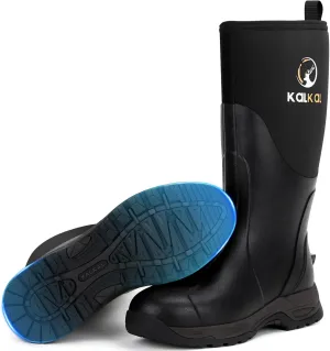 Kalkal Rain Boots Men, Waterproof Rubber Boots for Men, Durable Neoprene Work Boots for Gardening Hunting and Fishing