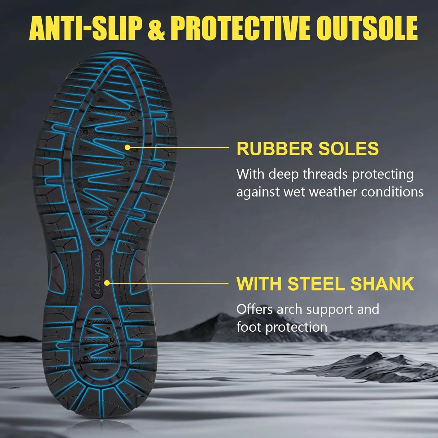 Kalkal Rain Boots Men, Waterproof Rubber Boots for Men, Durable Neoprene Work Boots for Gardening Hunting and Fishing