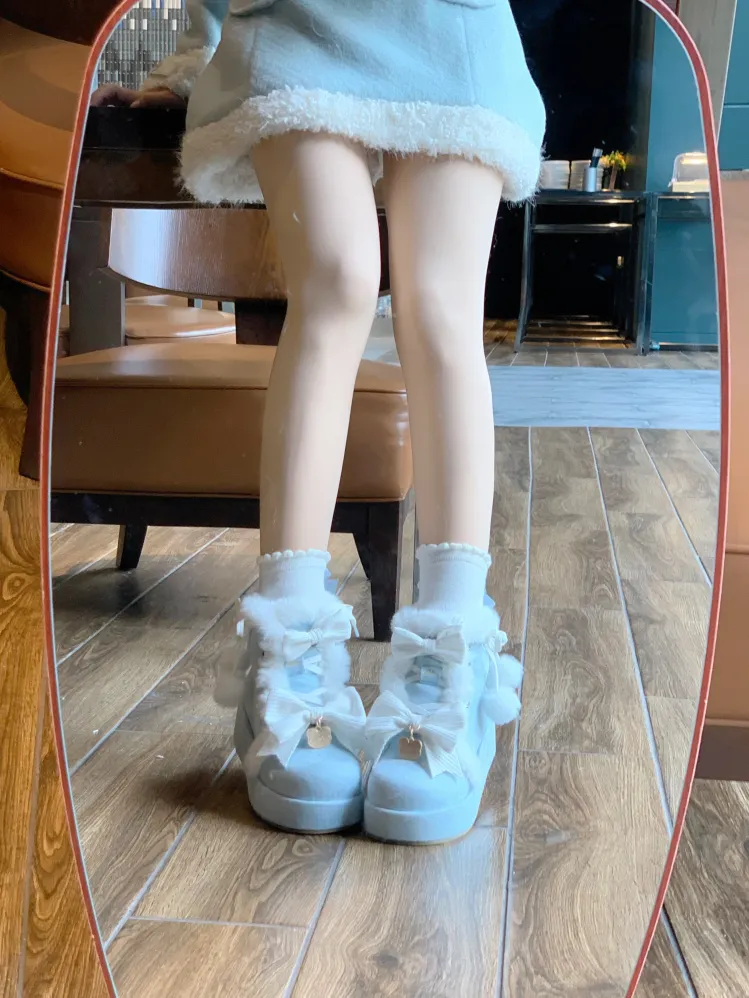 Kawaii Sweet Plush Warm Cute Bowknot Winter Snow Boots BE514