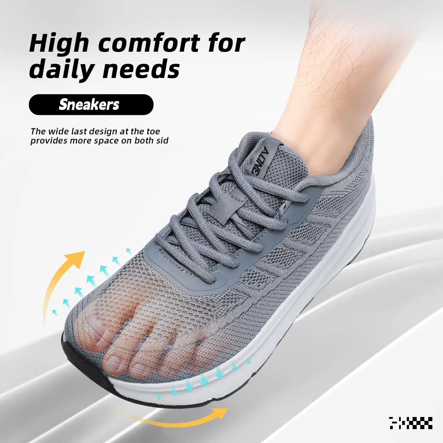 KDN Men's Wide Toe Box Shoes Cushioned Road Running Shoes Non Slip Mens Walking Sneakers for Wide Feet Comfortable Athletic Gym Workout Shoes Wide Width