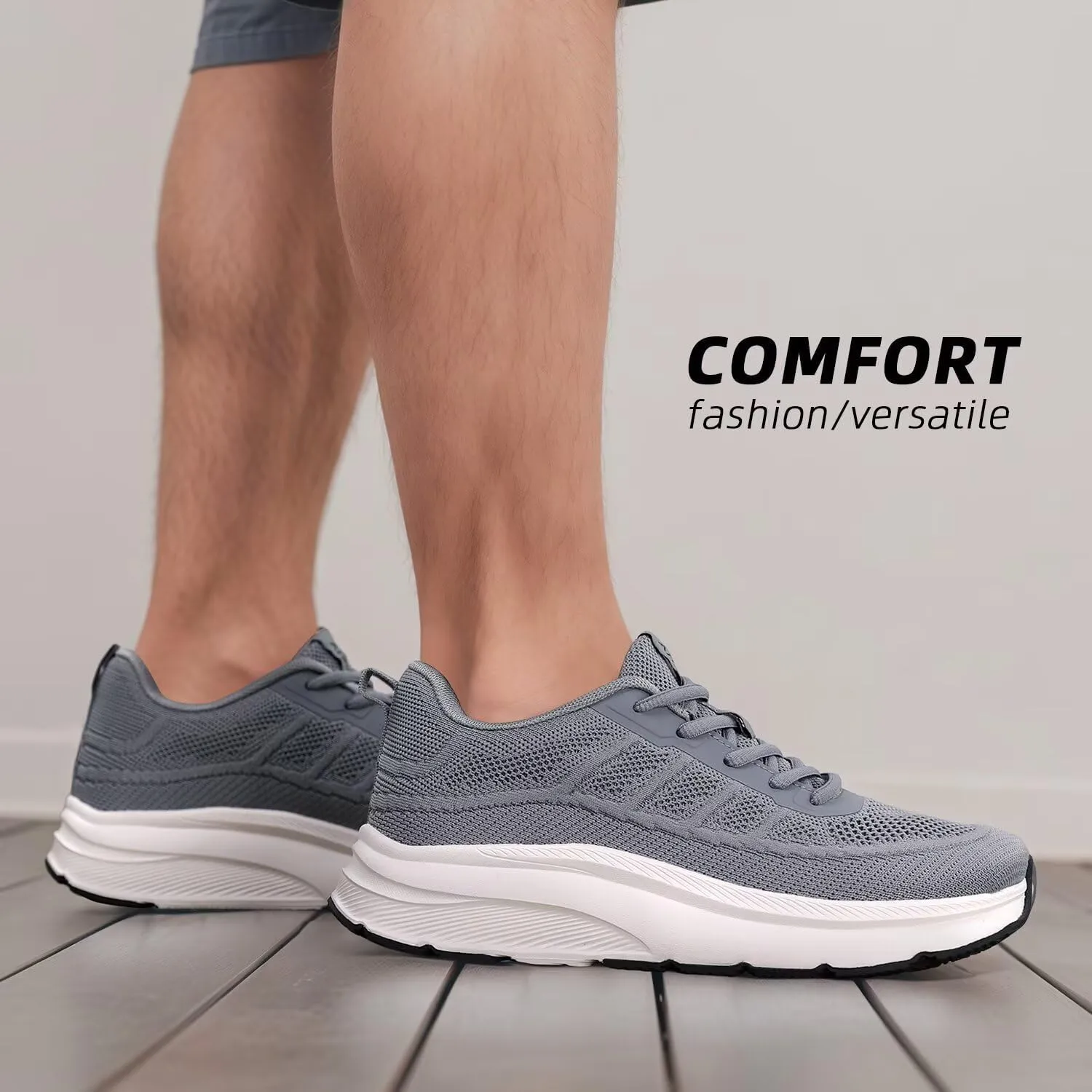 KDN Men's Wide Toe Box Shoes Cushioned Road Running Shoes Non Slip Mens Walking Sneakers for Wide Feet Comfortable Athletic Gym Workout Shoes Wide Width