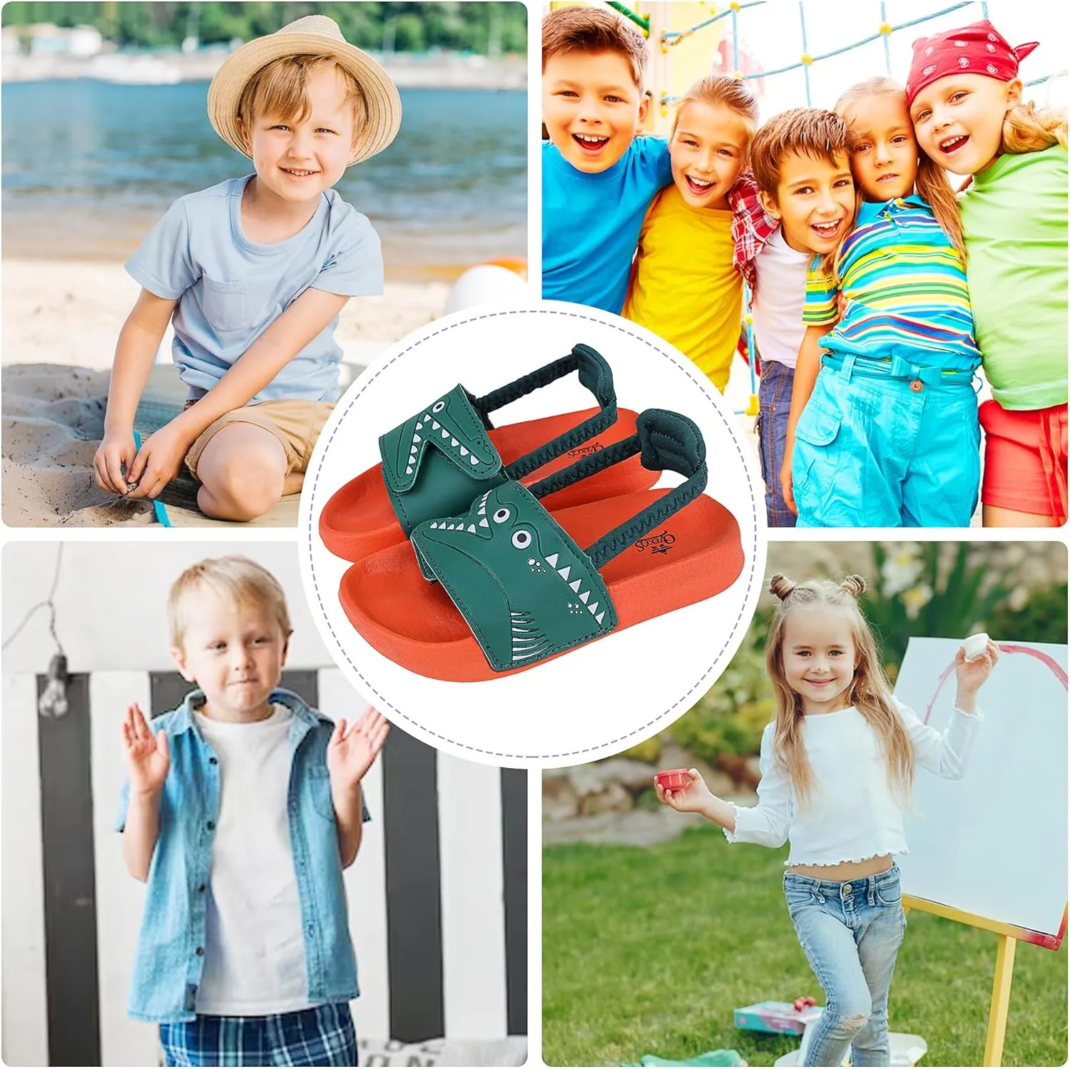 Kids Flip Flops Sandals Toddler Boys Girls Sequin Slides Shower Beach Pool Shoes Slip on Summer Slippers with Back Strap