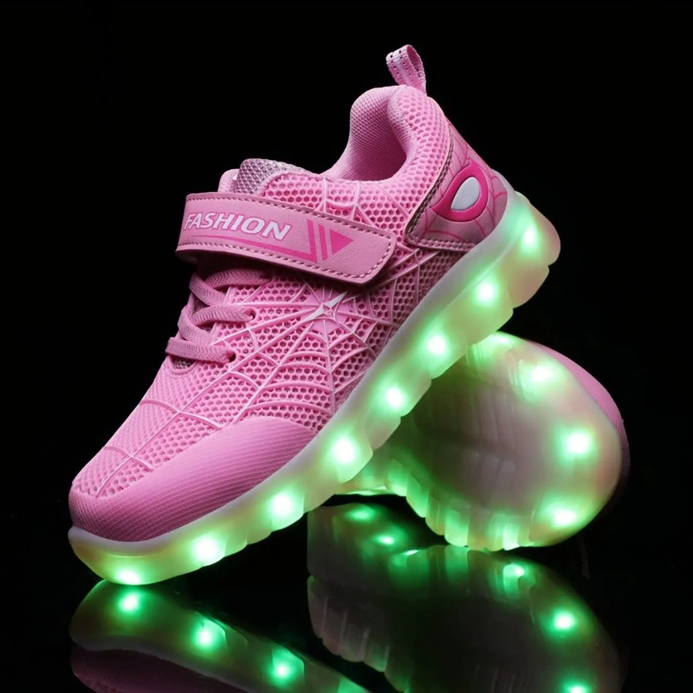 Kids Led Light Up Shoes Flash Sneakers with Spider Upper USB Charge Luminous Trainers for Boys Girls Toddles