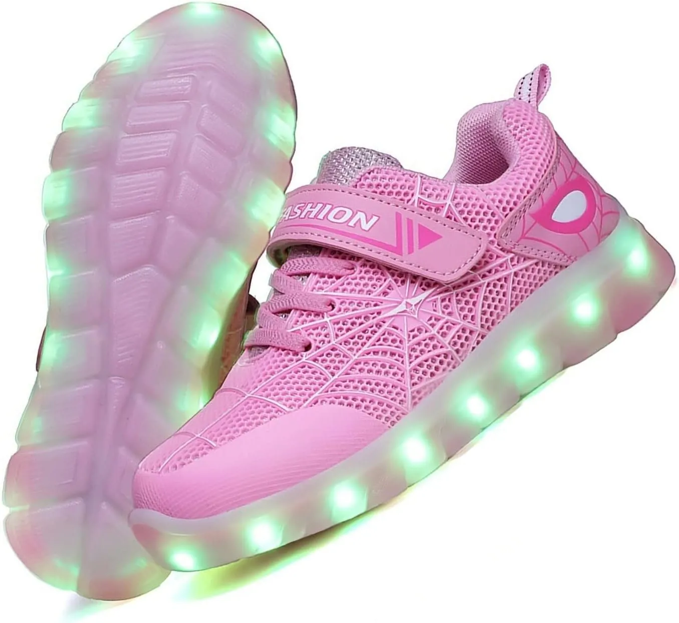 Kids Led Light Up Shoes Flash Sneakers with Spider Upper USB Charge Luminous Trainers for Boys Girls Toddles