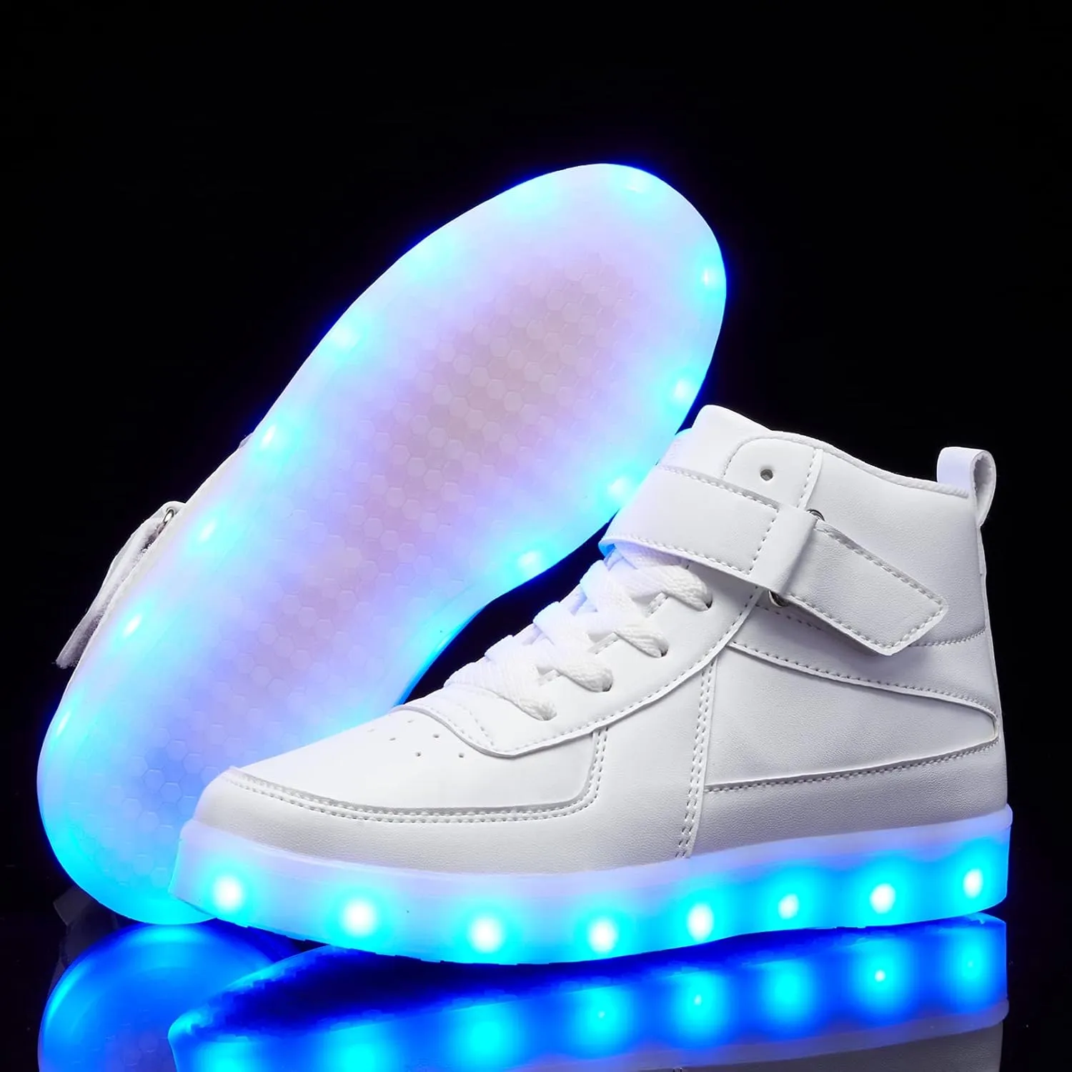 Kids LED Light up Shoes USB Charging Flashing Light Up High-top Sneakers for Boys and Girls Child Unisex