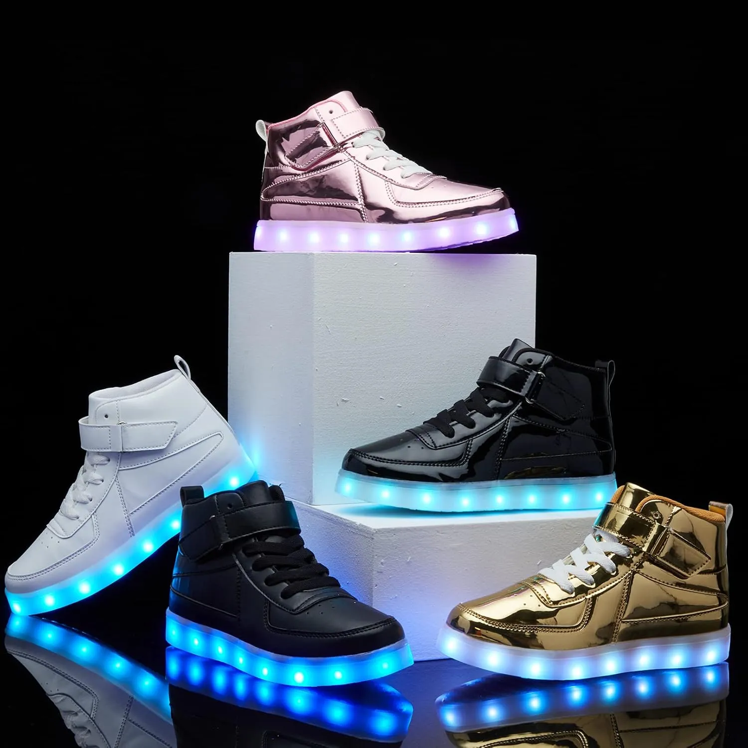 Kids LED Light up Shoes USB Charging Flashing Light Up High-top Sneakers for Boys and Girls Child Unisex