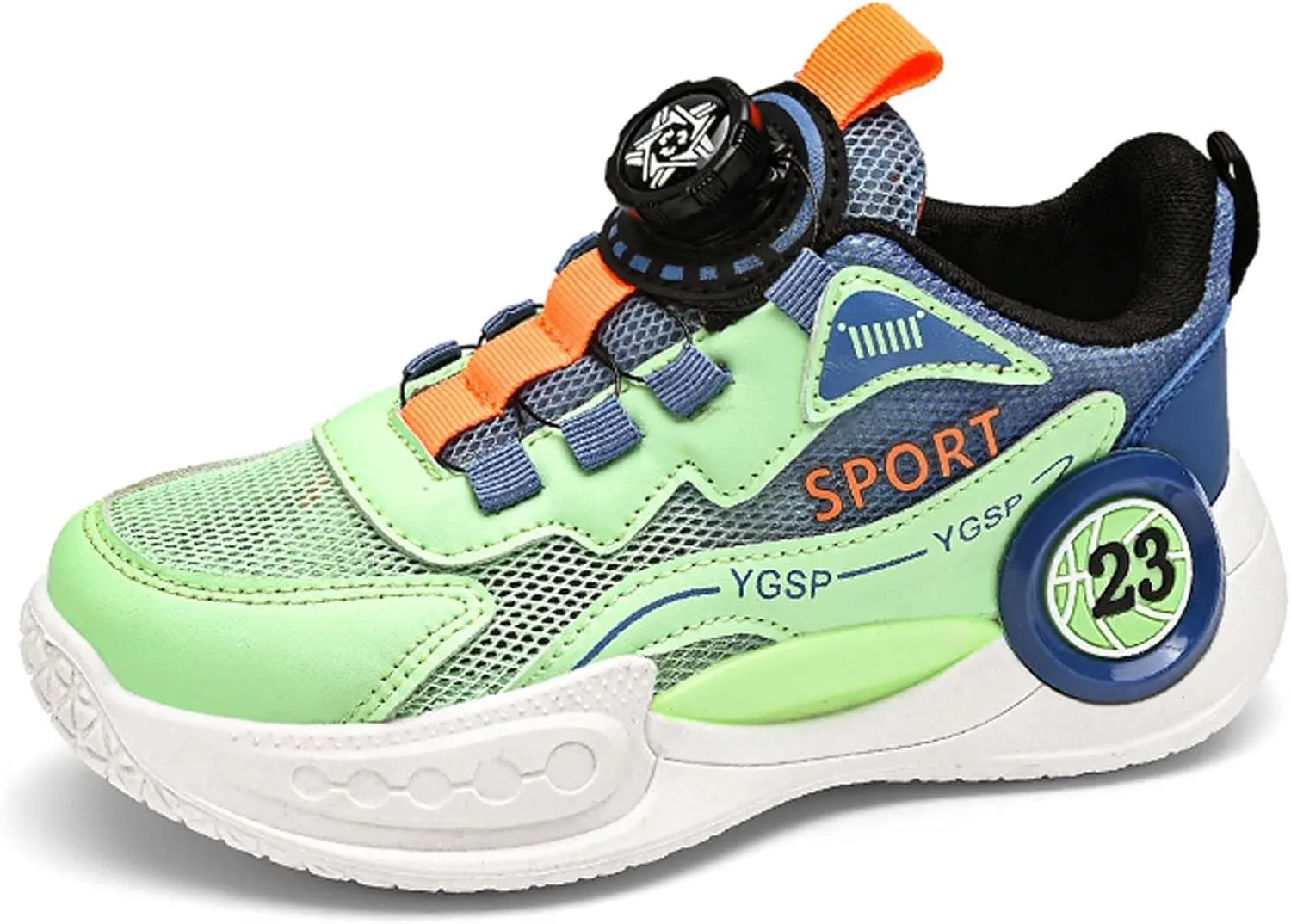 Kids Rotate Buckle Fashion Sneakers Mesh Fabric Breathable Walking Shoes Low Top Wear Resistant and Durable Hiking Shoes Rubber Sole Non Slip Comfortable Running Shoes Amusement Park Garden