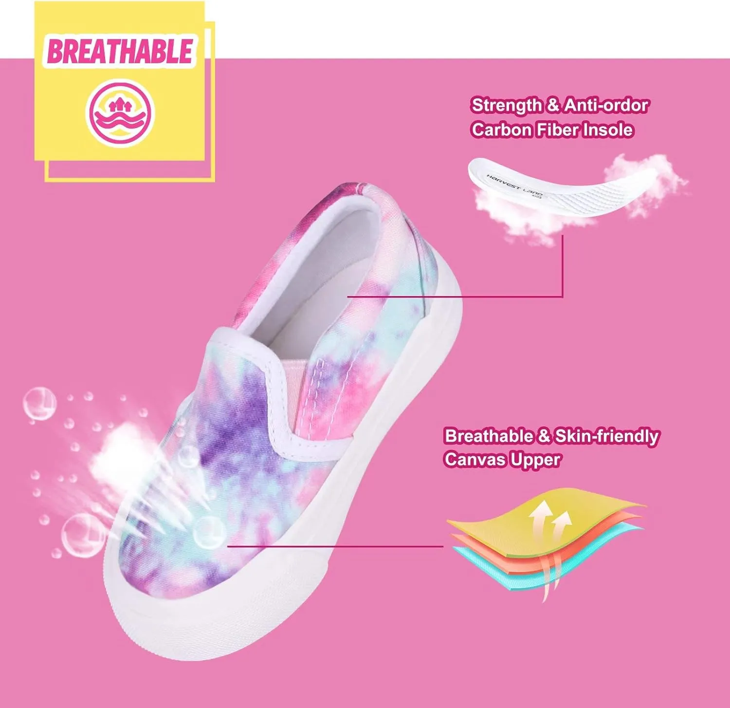 Kids Shoes Toddlers Canvas Sneakers Slip-on Comfortable Light Weight Causal Running Tennis Shoes for Boys Girls(Toddle/Little Kids/Big Kids)