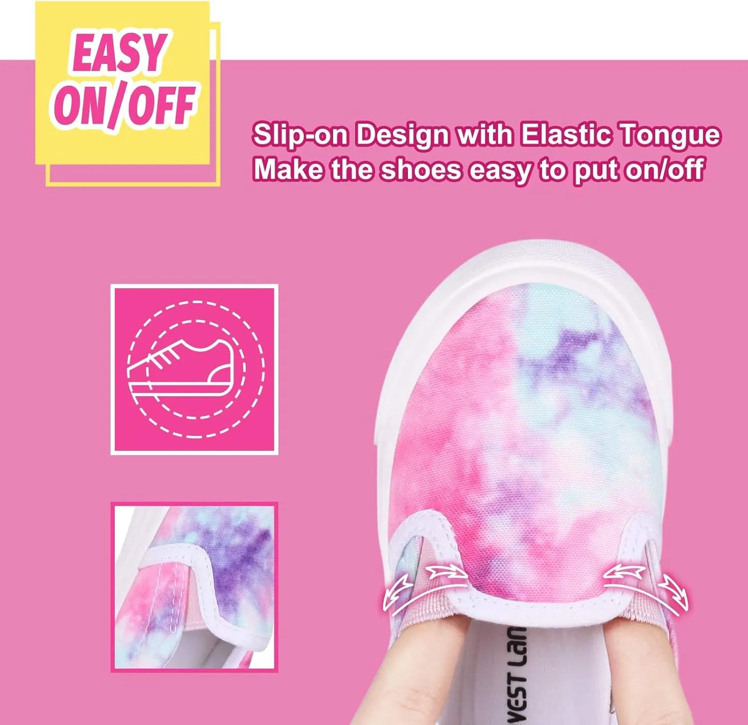 Kids Shoes Toddlers Canvas Sneakers Slip-on Comfortable Light Weight Causal Running Tennis Shoes for Boys Girls(Toddle/Little Kids/Big Kids)