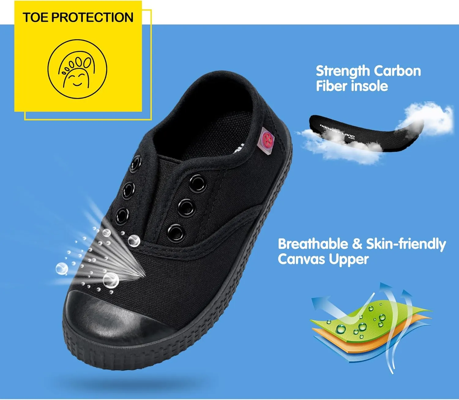 Kids Shoes Toddlers Canvas Sneakers Slip-on Comfortable Light Weight Skin-Friendly Causal Running Tennis Shoes for Boys Girls(Toddle/Little Kids/Big Kids)