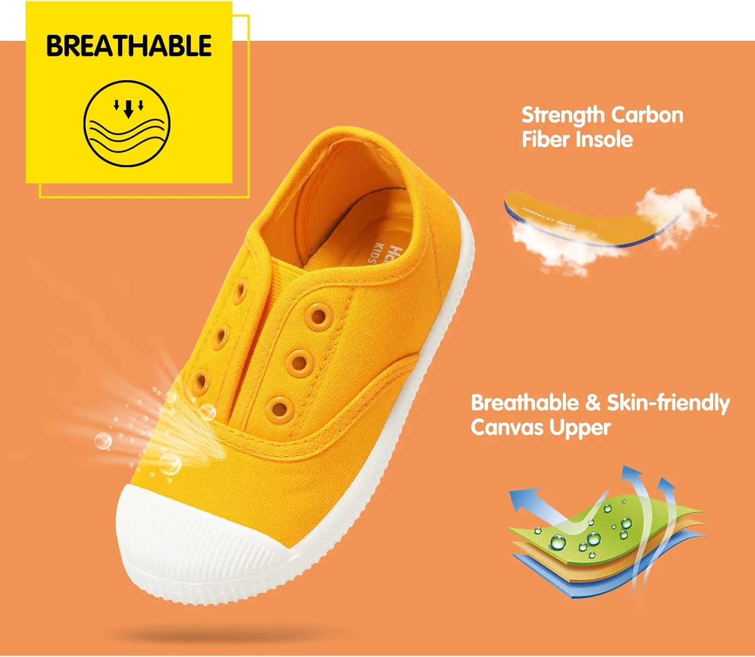 Kids Shoes Toddlers Canvas Sneakers Slip-on Comfortable Light Weight Skin-Friendly Causal Running Tennis Shoes for Boys Girls(Toddle/Little Kids/Big Kids)