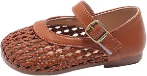 Kids Toddler Baby Girls Hollow Toe Sandals Breathable Leather Rubber Soft Summer Strap Shoes Ankle Beach Water Shoes