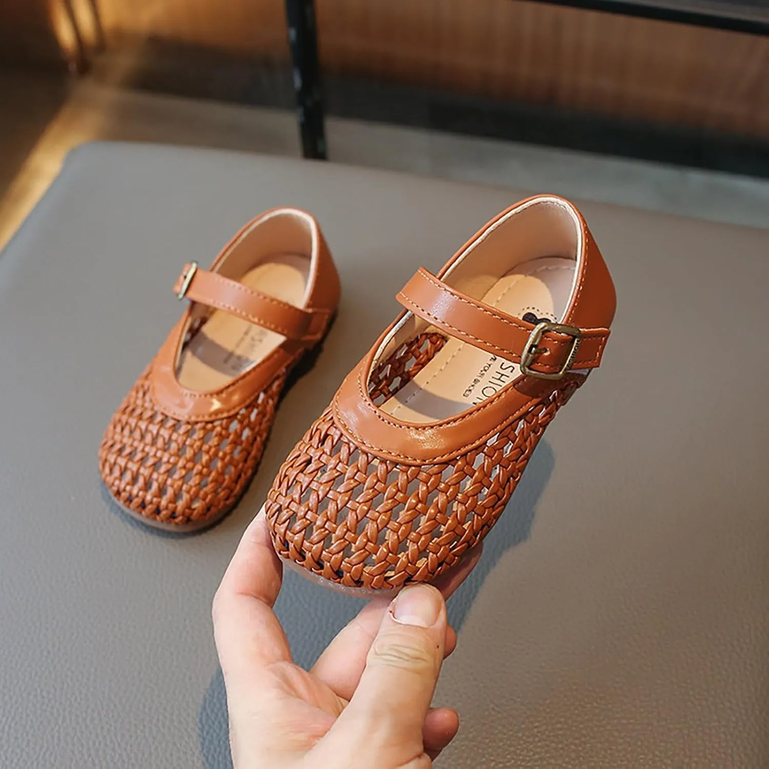 Kids Toddler Baby Girls Hollow Toe Sandals Breathable Leather Rubber Soft Summer Strap Shoes Ankle Beach Water Shoes