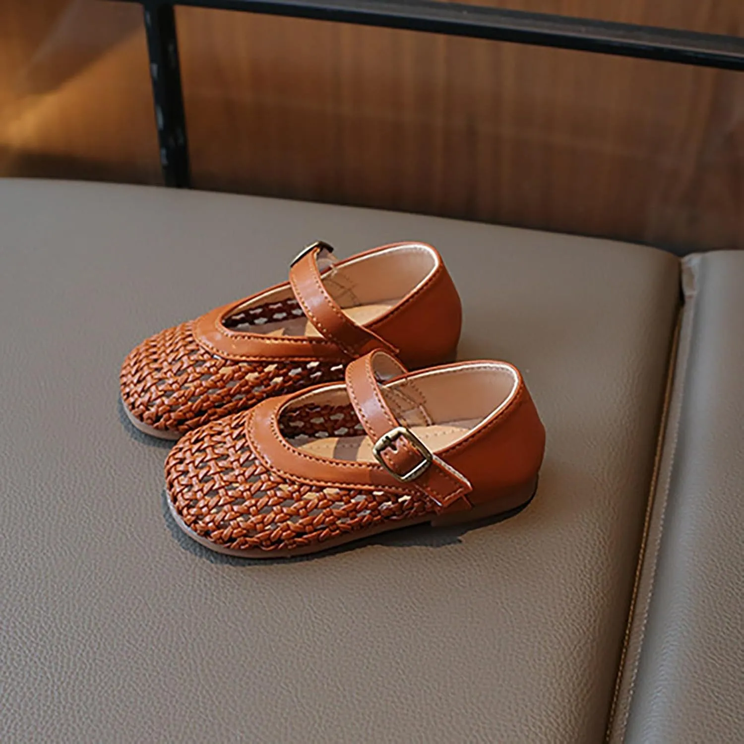 Kids Toddler Baby Girls Hollow Toe Sandals Breathable Leather Rubber Soft Summer Strap Shoes Ankle Beach Water Shoes