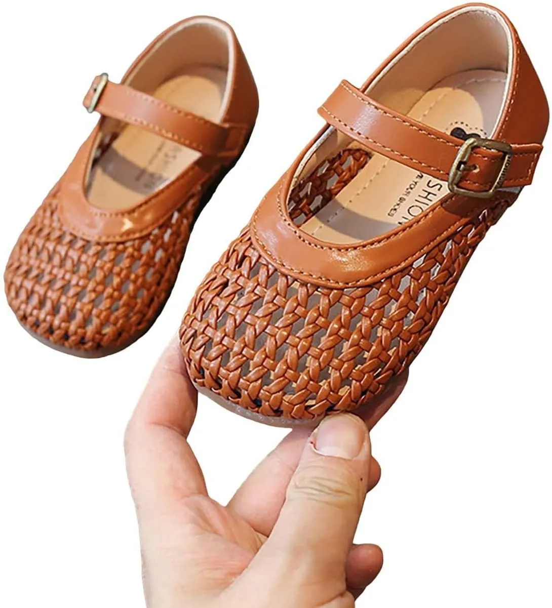 Kids Toddler Baby Girls Hollow Toe Sandals Breathable Leather Rubber Soft Summer Strap Shoes Ankle Beach Water Shoes