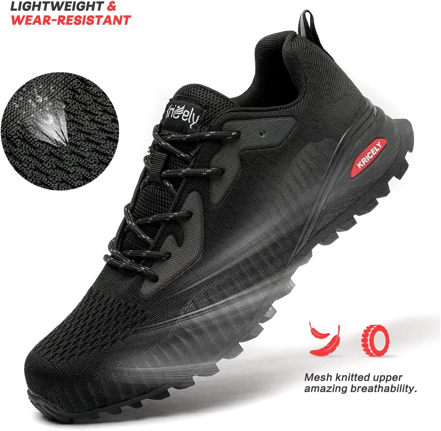 Kricely Men's Trail Running Shoes Fashion Walking Hiking Sneakers for Men Tennis Cross Training Shoe Outdoor Snearker Mens Casual Workout Footwear