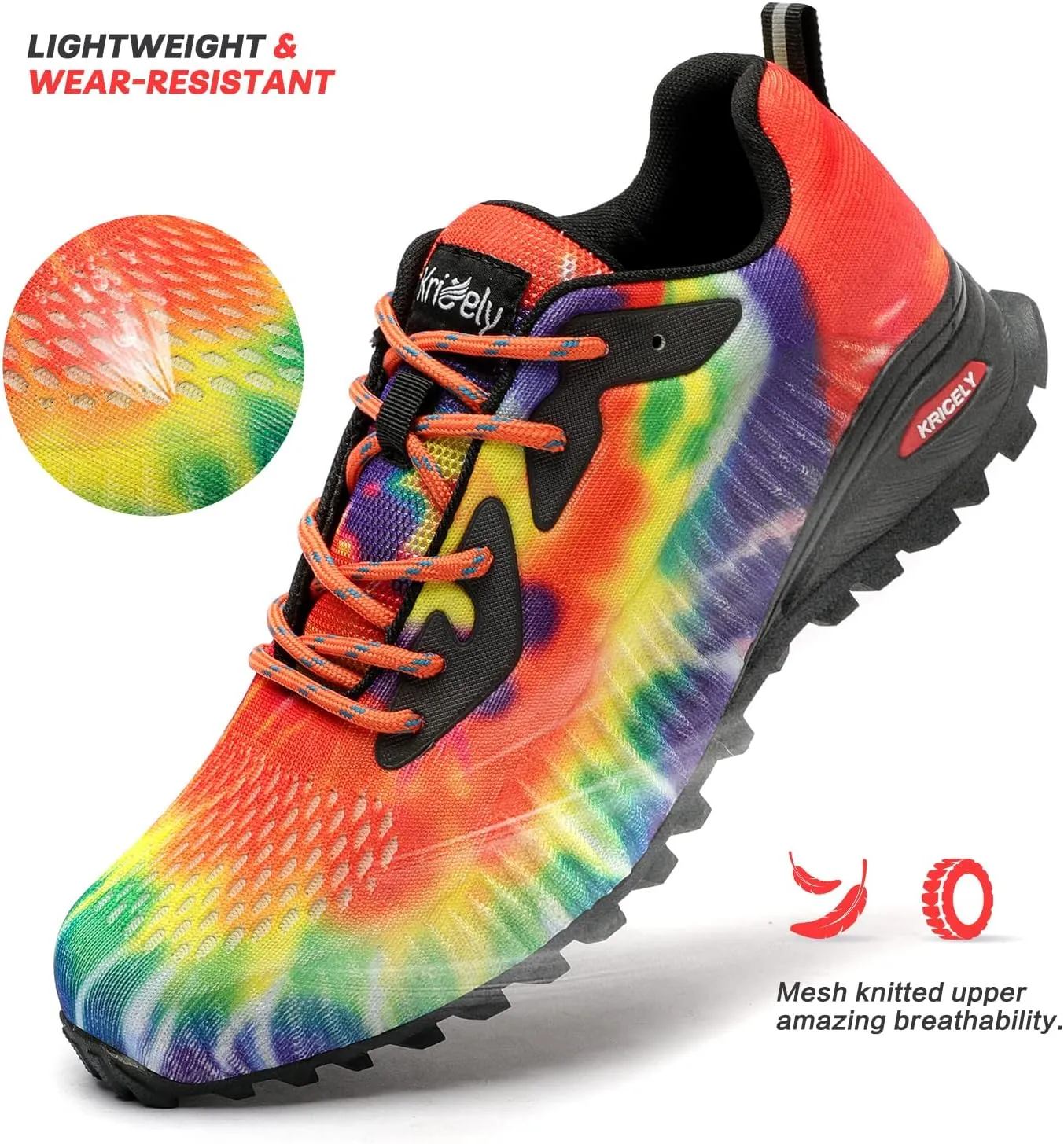 Kricely Men's Trail Running Shoes Fashion Walking Hiking Sneakers for Men Tennis Cross Training Shoe Outdoor Snearker Mens Casual Workout Footwear
