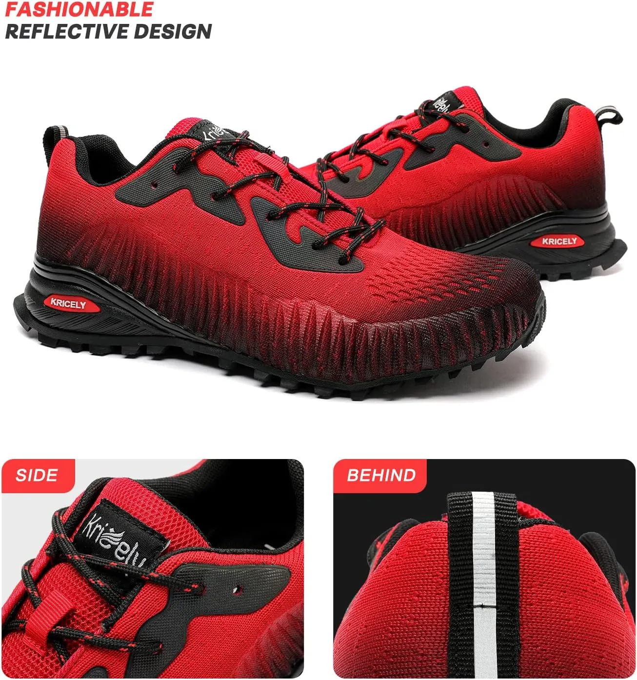 Kricely Men's Trail Running Shoes Fashion Walking Hiking Sneakers for Men Tennis Cross Training Shoe Outdoor Snearker Mens Casual Workout Footwear