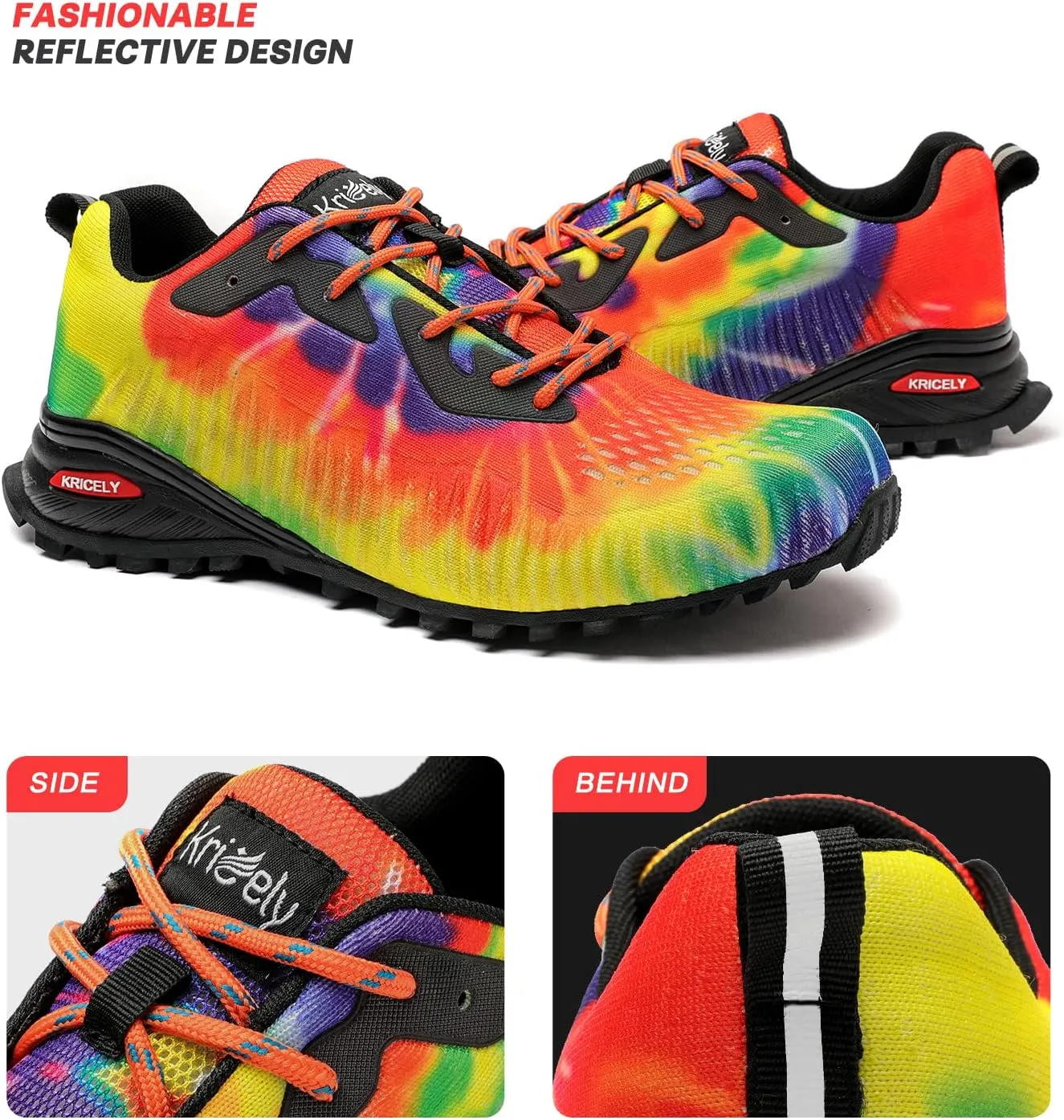 Kricely Men's Trail Running Shoes Fashion Walking Hiking Sneakers for Men Tennis Cross Training Shoe Outdoor Snearker Mens Casual Workout Footwear