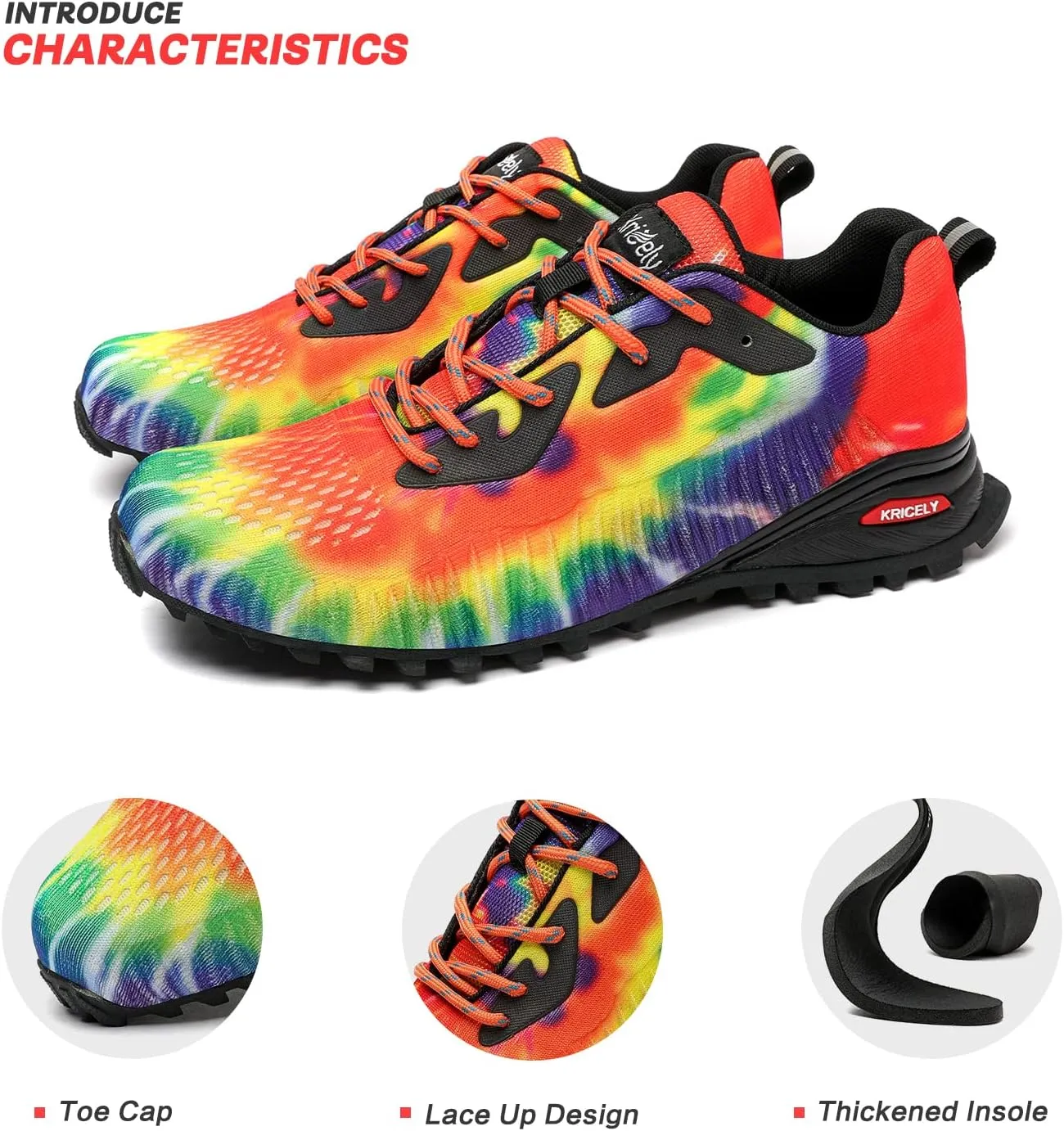 Kricely Men's Trail Running Shoes Fashion Walking Hiking Sneakers for Men Tennis Cross Training Shoe Outdoor Snearker Mens Casual Workout Footwear