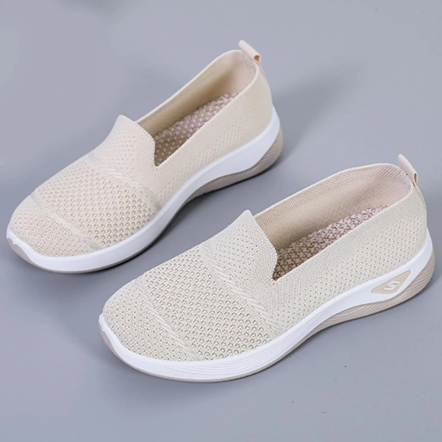 Kubbon Orthopedic Walking Shoes for Women Slip On Sneakers Mesh Up Stretch Platform Sneakers with Arch Support Diabetic Foam Shoes Lightweight Comfortable Breathable Shoe