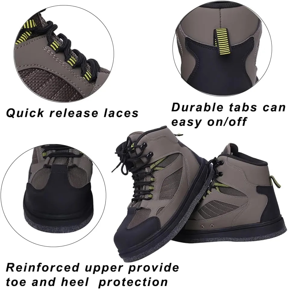 Kylebooker Men's Fishing Wading Boots Lightweight Anti-Slip Waders Shoes for Fly Fishing