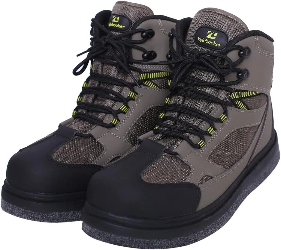 Kylebooker Men's Fishing Wading Boots Lightweight Anti-Slip Waders Shoes for Fly Fishing