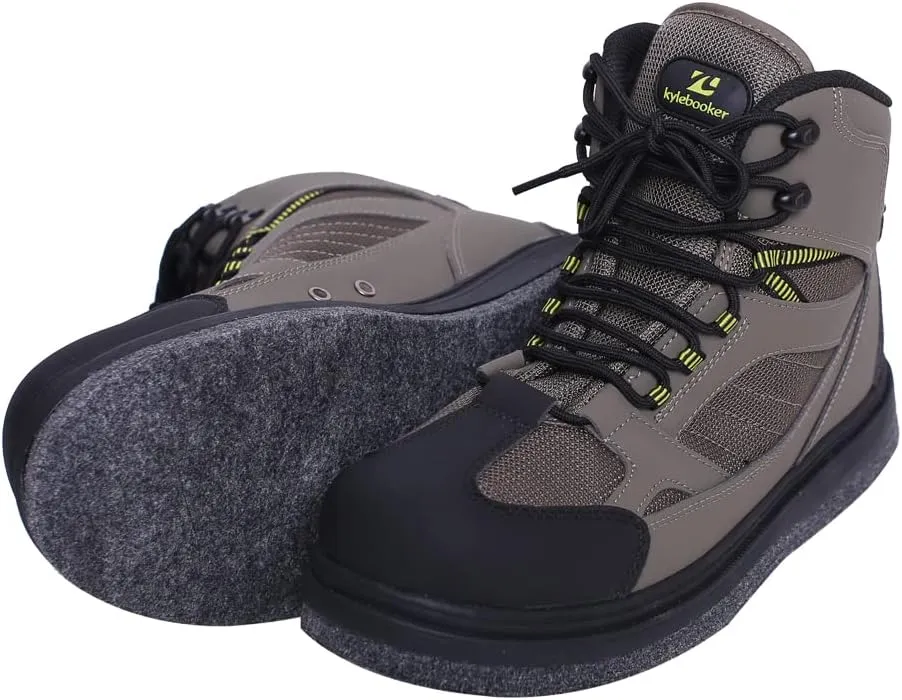 Kylebooker Men's Fishing Wading Boots Lightweight Anti-Slip Waders Shoes for Fly Fishing