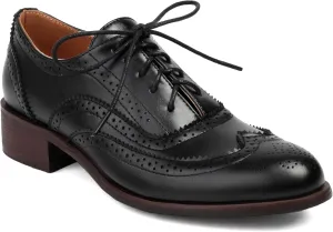 Lace-up Wingtips Oxford Shoes for Women Cutout Brogues Saddle Shoes