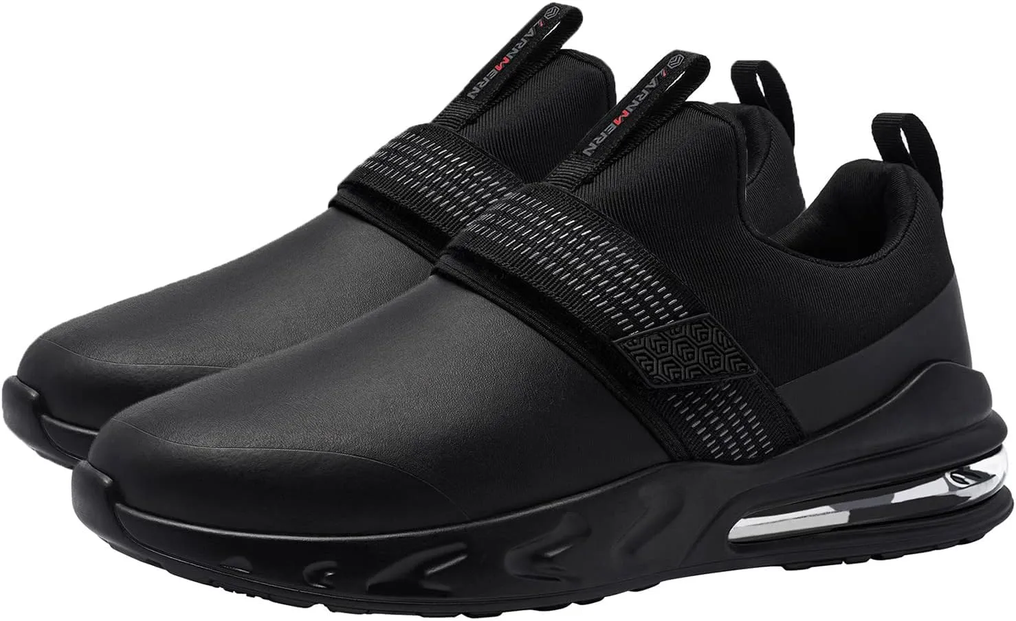 LARNMERN Non Slip Work Shoes for Men Kitchen Chef Slip Resistant Shoe Waterproof Food Service Restaurant Slip on Sneakers Walking and Casual Air Cushion Working Footwear Black
