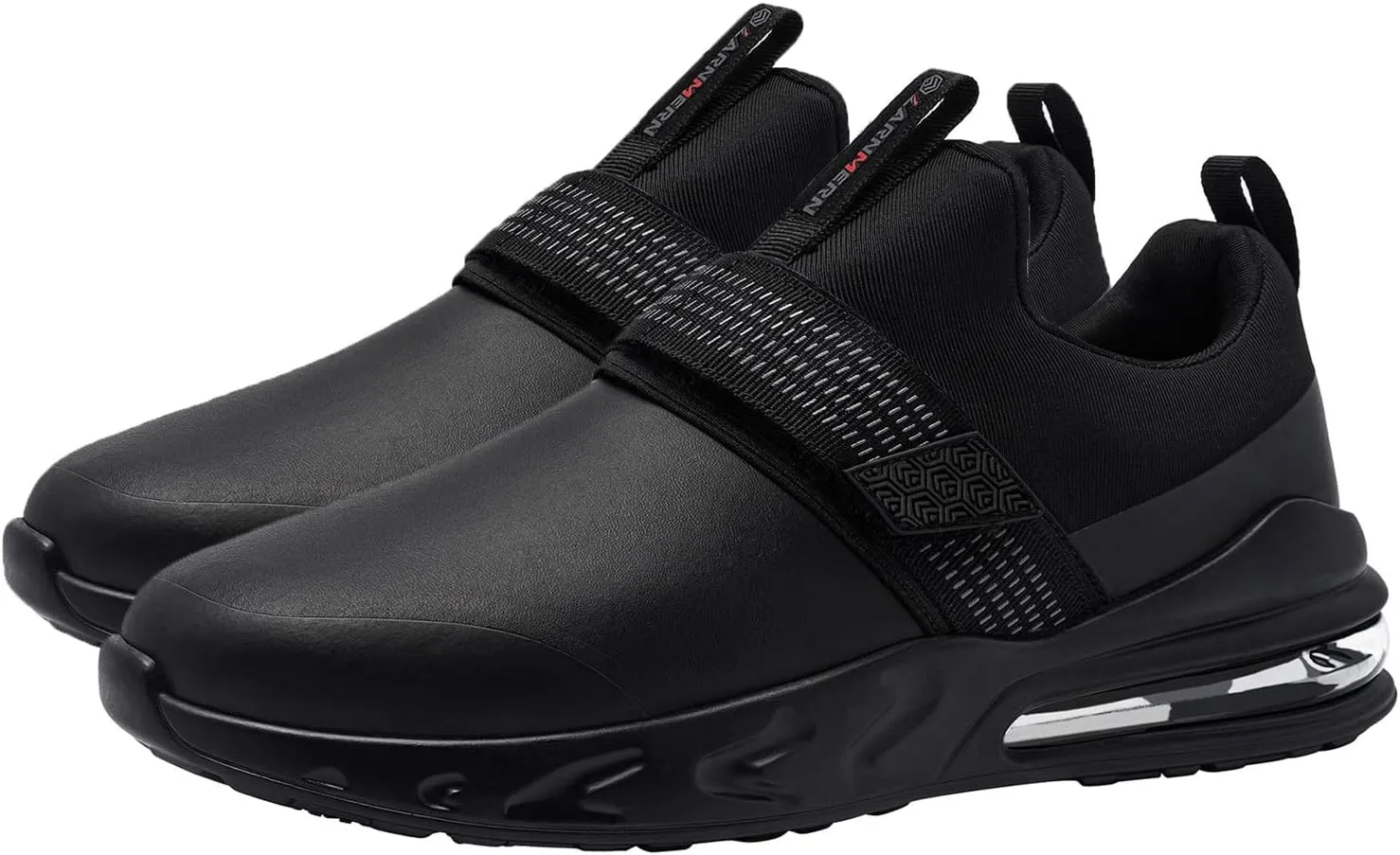 LARNMERN Non Slip Work Shoes for Men Kitchen Chef Slip Resistant Shoe Waterproof Food Service Restaurant Slip on Sneakers Walking and Casual Air Cushion Working Footwear Black