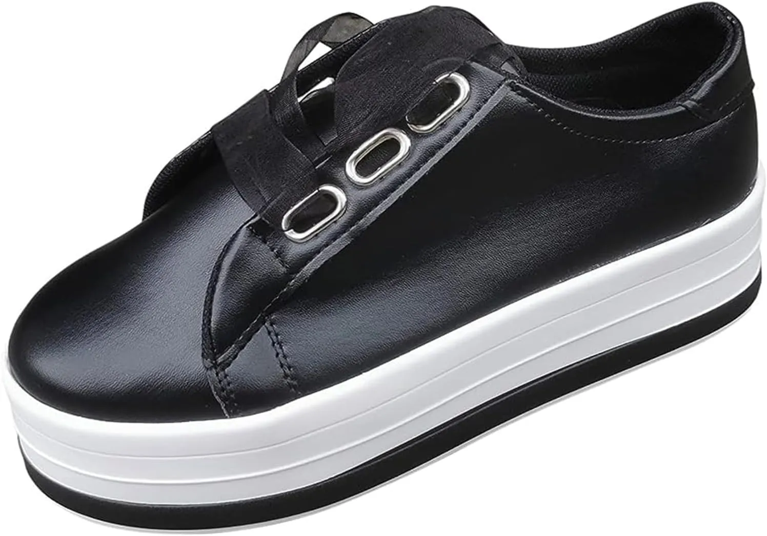Lausiuoe Women's Fashion Sneakers Slip On Round Toe Lightweight Flat Shoes Casual Low Top Soft Comfort Walking Loafers