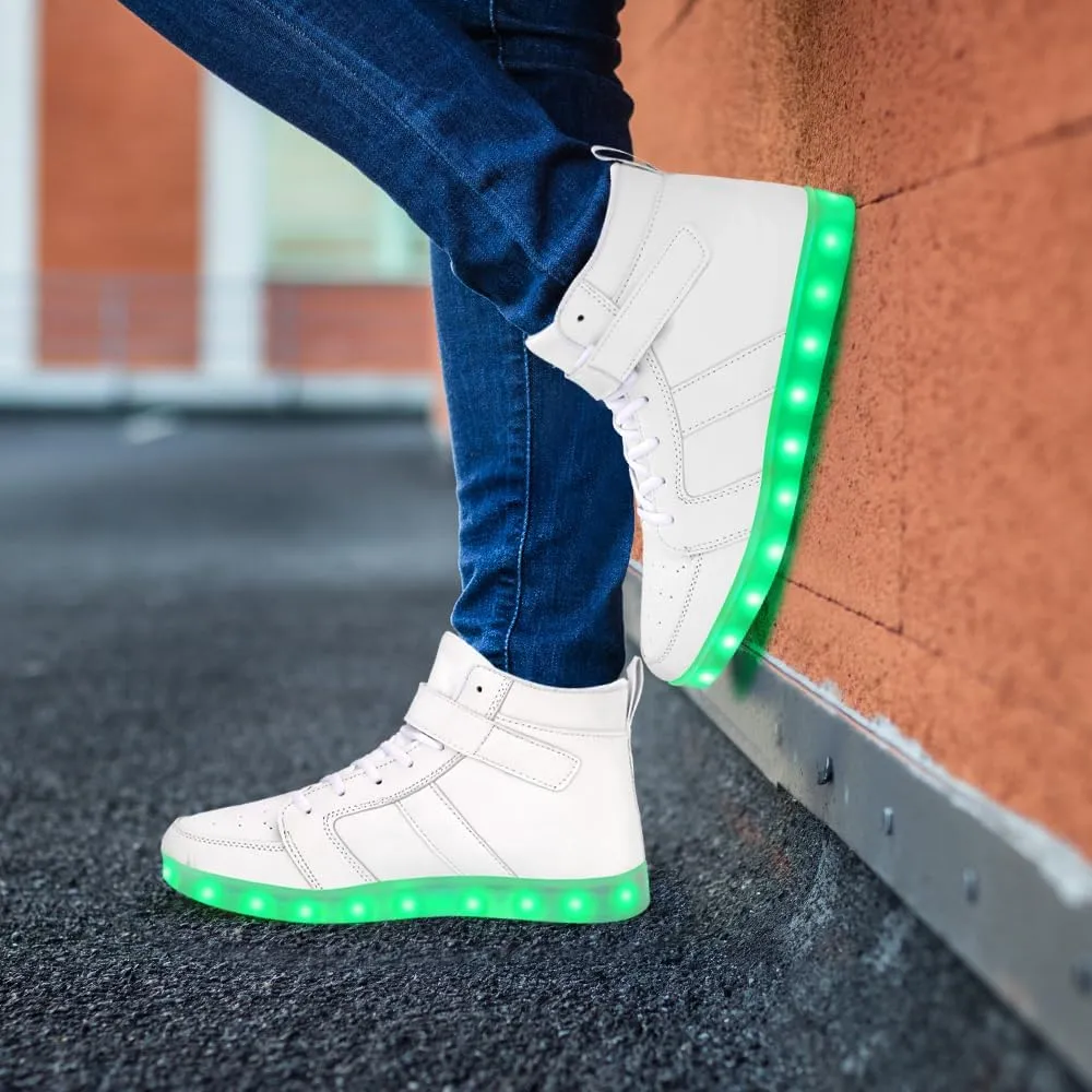 LED Shoes - Men's & Women's Light Up High Top Sneakers, USB Charging, Glow in The Dark for Dancing Party Festivals