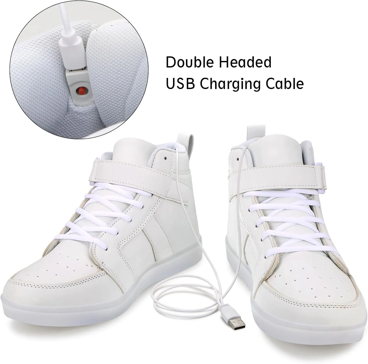 LED Shoes - Men's & Women's Light Up High Top Sneakers, USB Charging, Glow in The Dark for Dancing Party Festivals