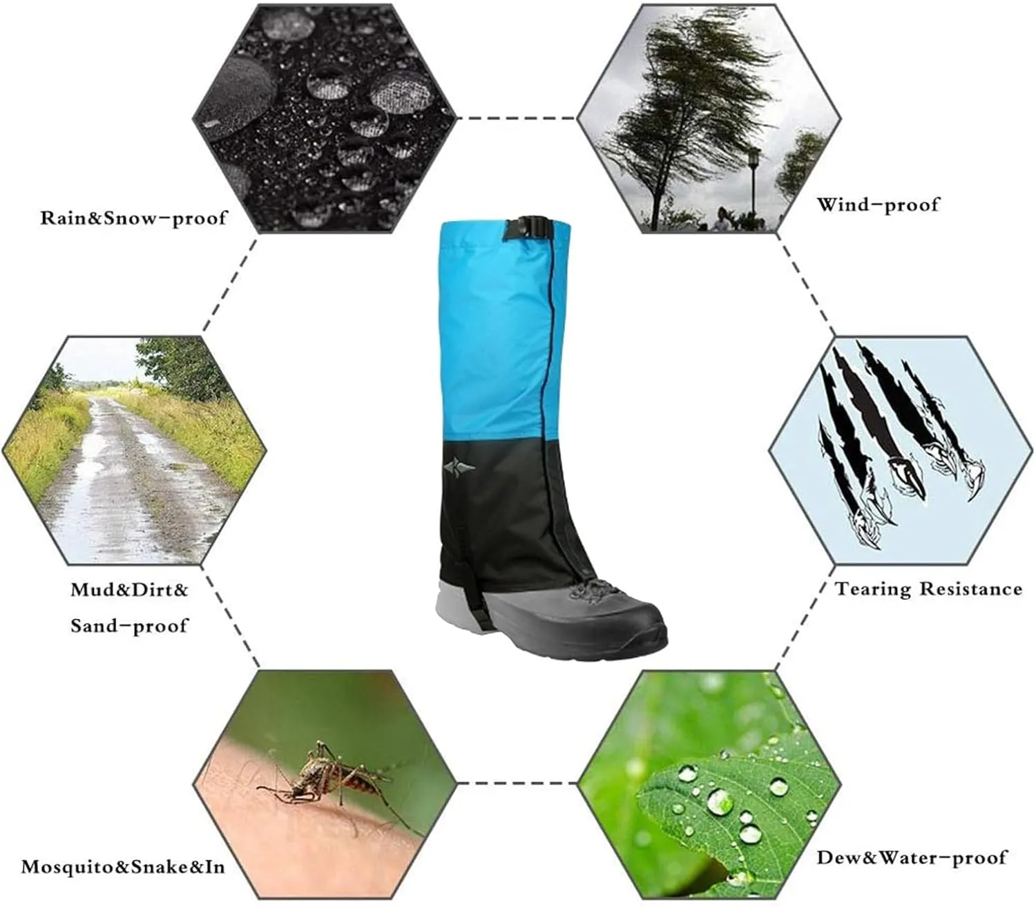 Leg Gaiters for Hiking Waterproof, Adjustable and Durable Leg Leggings Sand and Insect Proofing for Men and Women Walking Hunting Climbing Snowshoeing