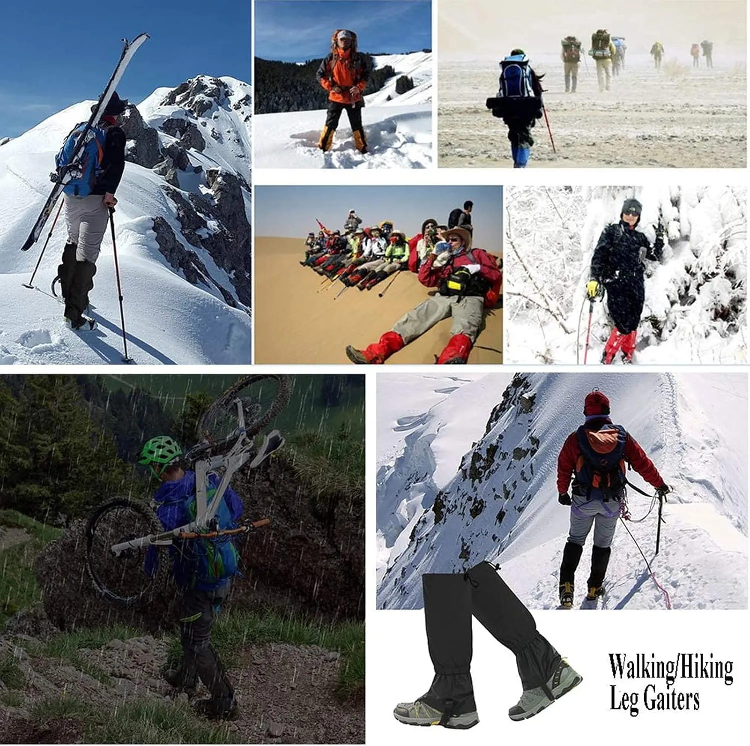 Leg Gaiters for Hiking Waterproof, Adjustable and Durable Leg Leggings Sand and Insect Proofing for Men and Women Walking Hunting Climbing Snowshoeing