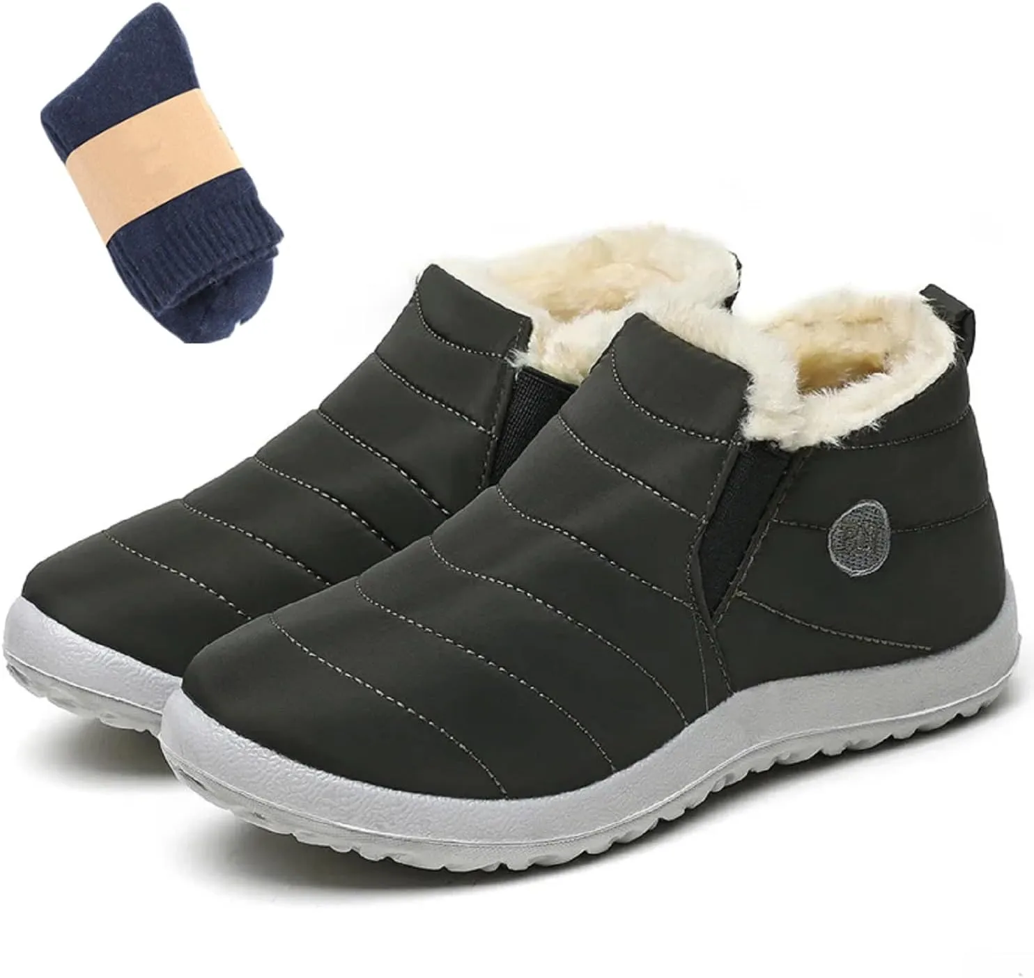 LELEBEAR Vyral Waterproof Winter Boots,Womens Winter Snow Boots Fur Lined Warm Shoes Ankle Boots Slip on