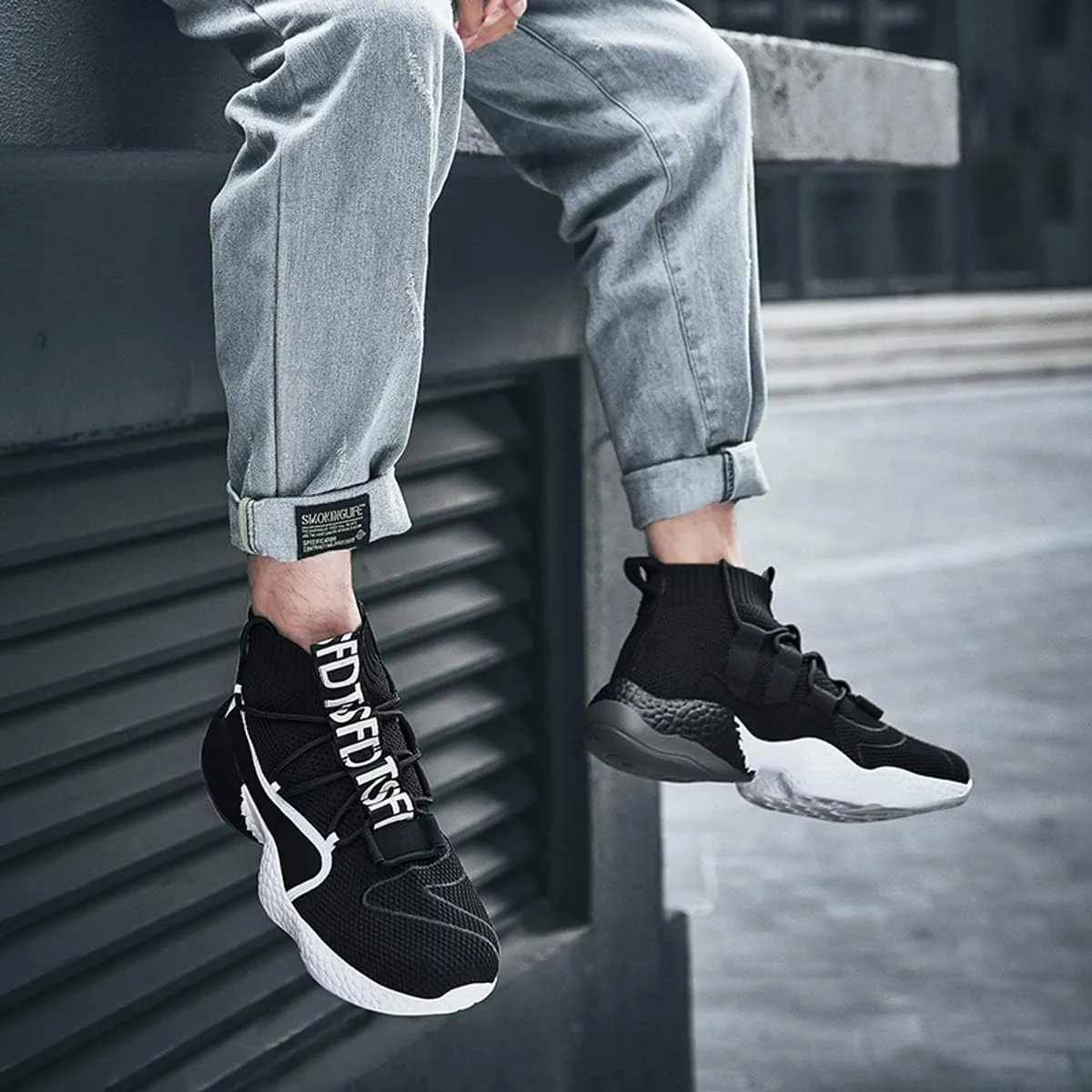 LIBINXIF Women's Men's Upper Light Breathable Fashion Non-Slip Sneakers Comfortable Walking Shoes Couple Shoes Sock Shoes Running Shoes Trainers Shoes Large Shoes