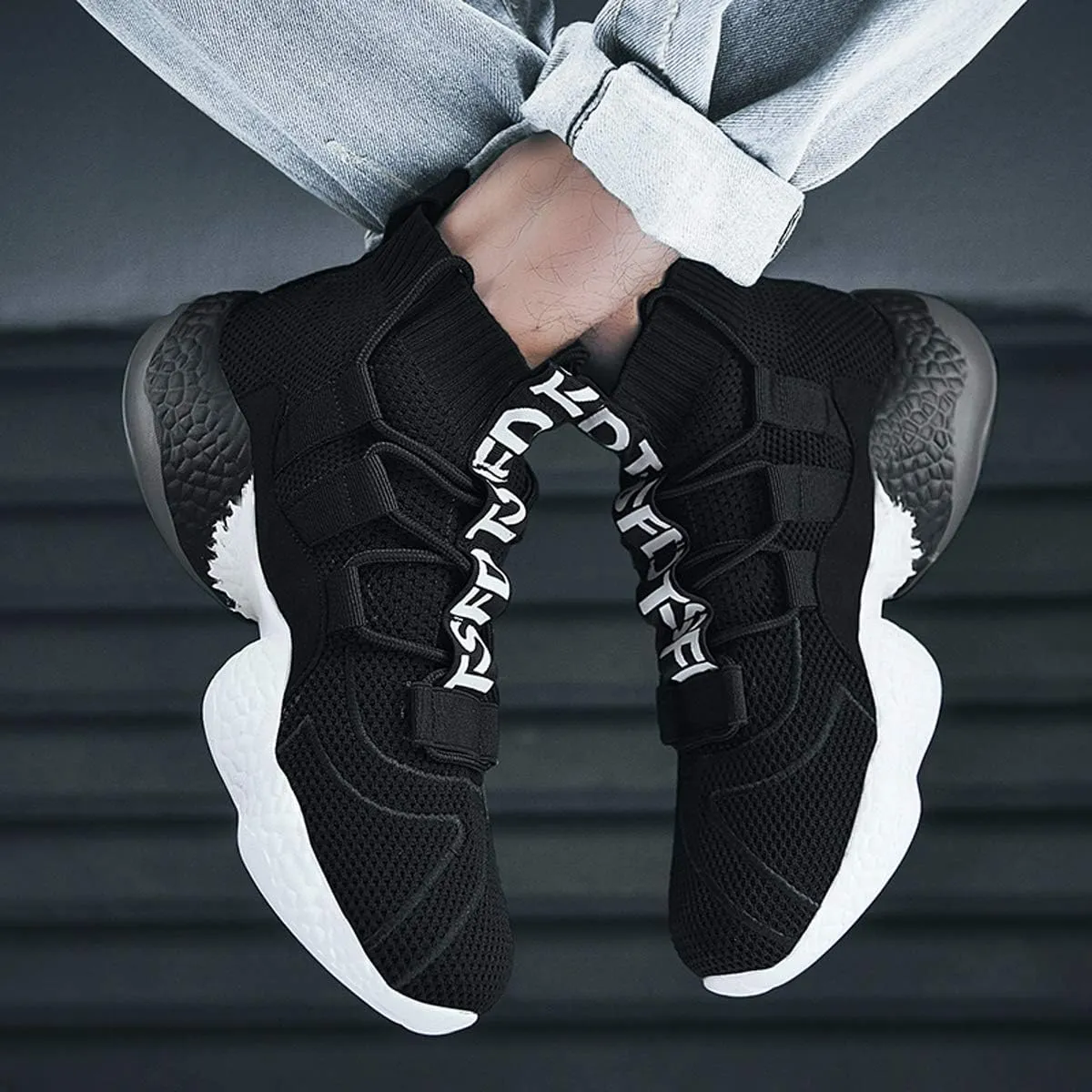 LIBINXIF Women's Men's Upper Light Breathable Fashion Non-Slip Sneakers Comfortable Walking Shoes Couple Shoes Sock Shoes Running Shoes Trainers Shoes Large Shoes