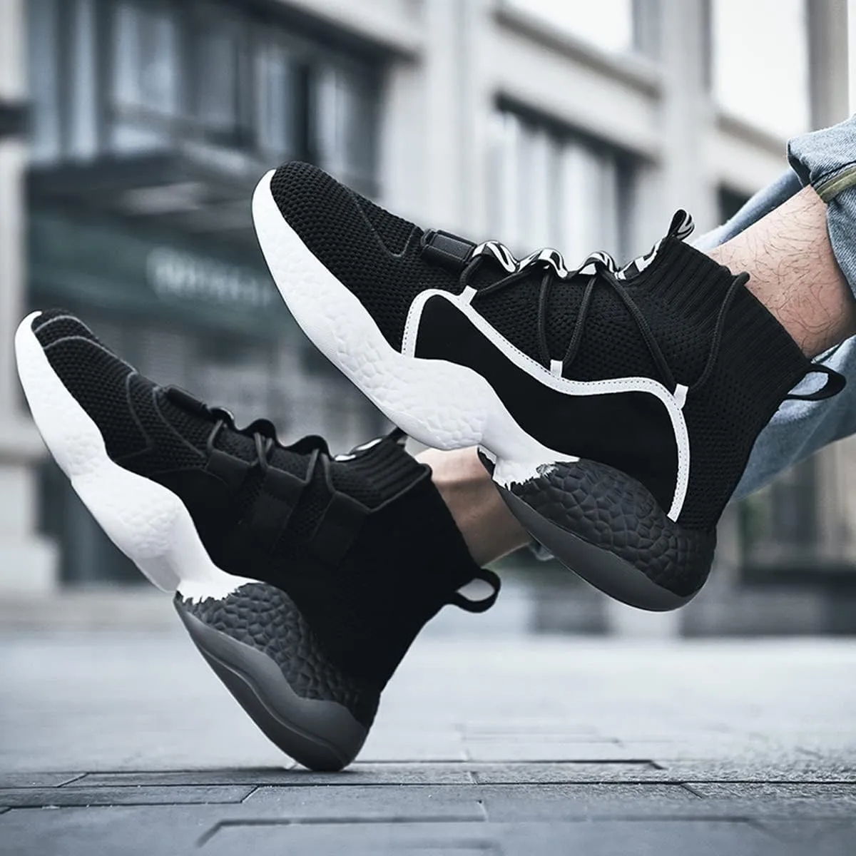 LIBINXIF Women's Men's Upper Light Breathable Fashion Non-Slip Sneakers Comfortable Walking Shoes Couple Shoes Sock Shoes Running Shoes Trainers Shoes Large Shoes