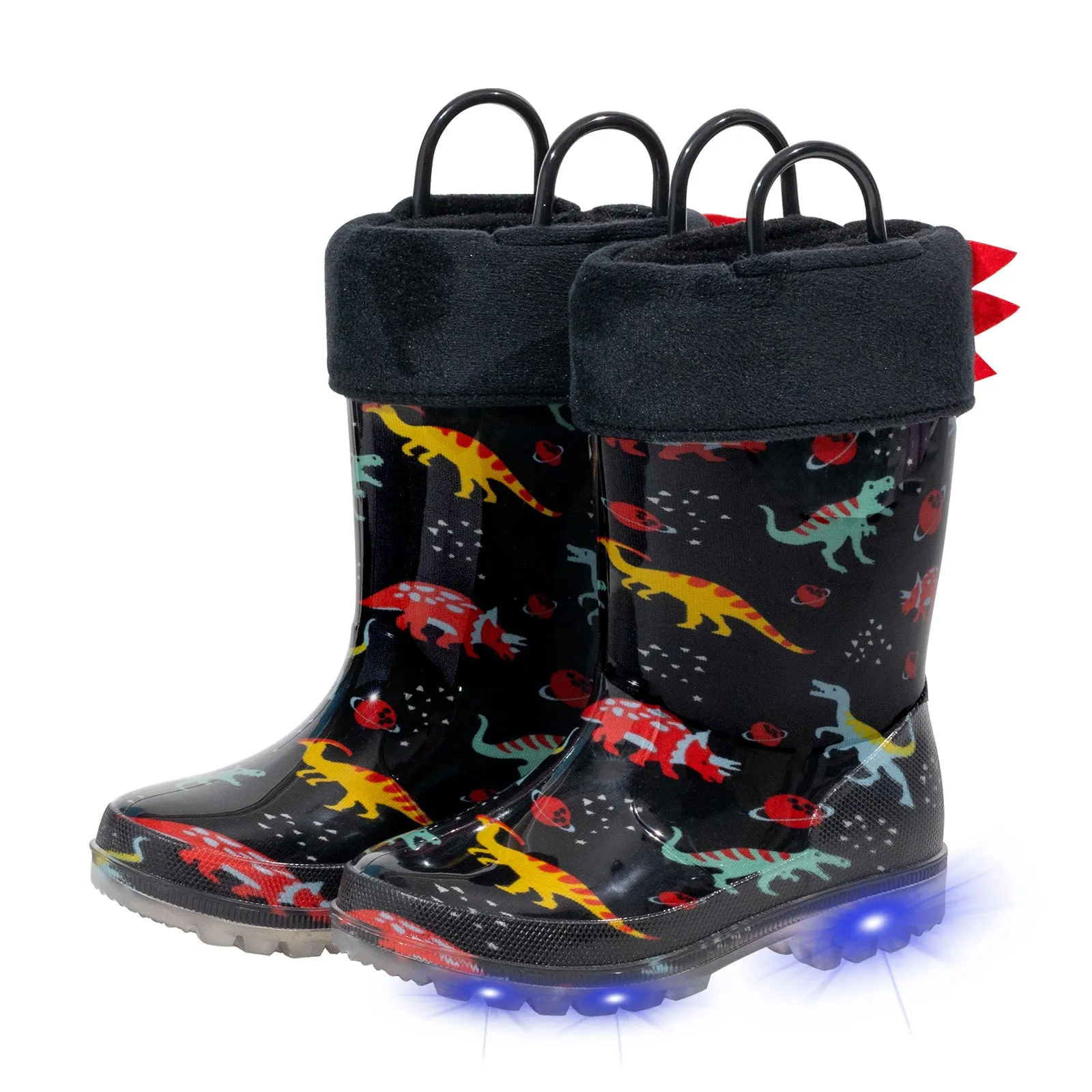 Light Up Boys Girls Rain Boots with Warm Lining