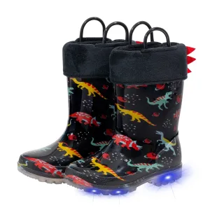 Light Up Boys Girls Rain Boots with Warm Lining