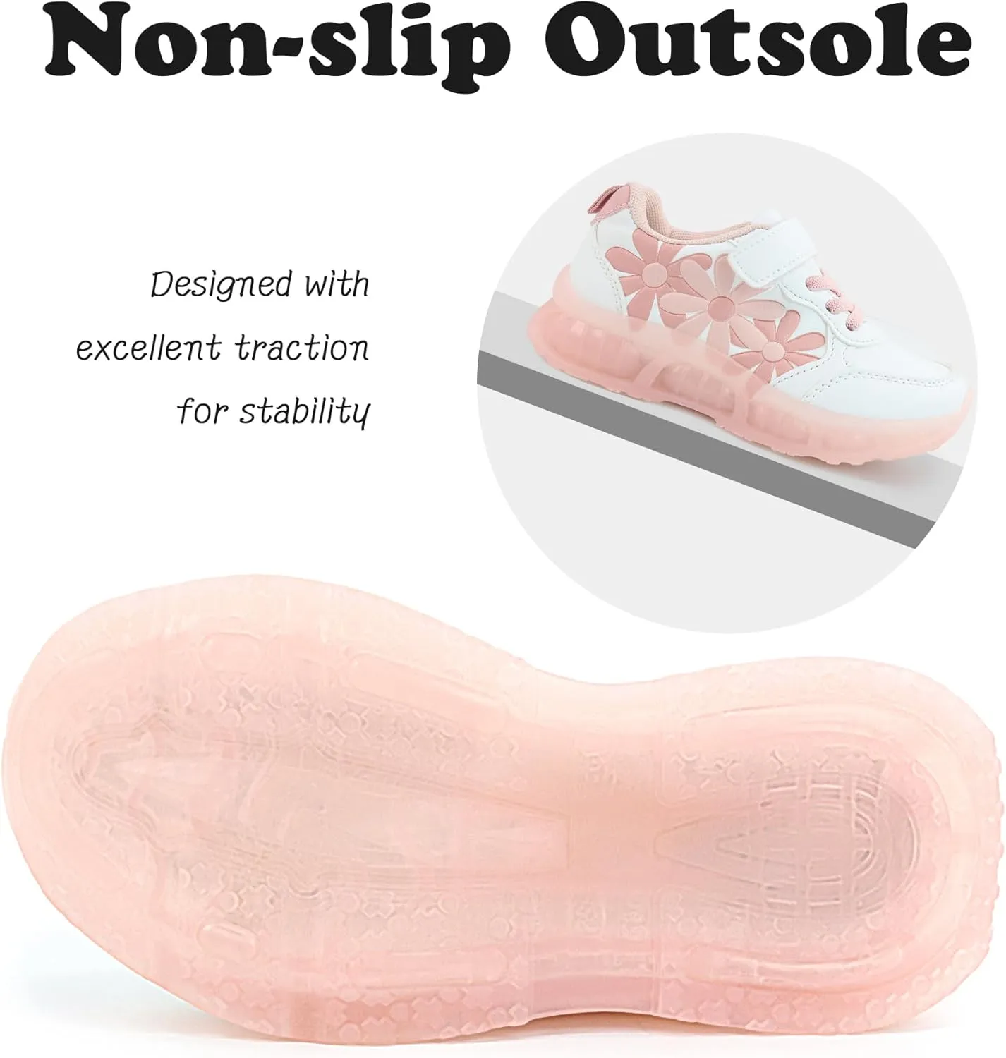 Light Up Shoes for Toddler Girls LED Flashing Lightweight Kids Sneakers Comfortable Wearing and Cute Appearance