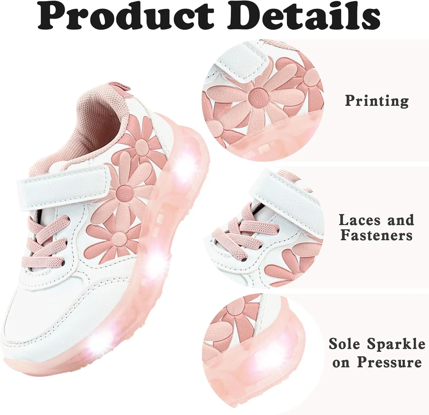 Light Up Shoes for Toddler Girls LED Flashing Lightweight Kids Sneakers Comfortable Wearing and Cute Appearance