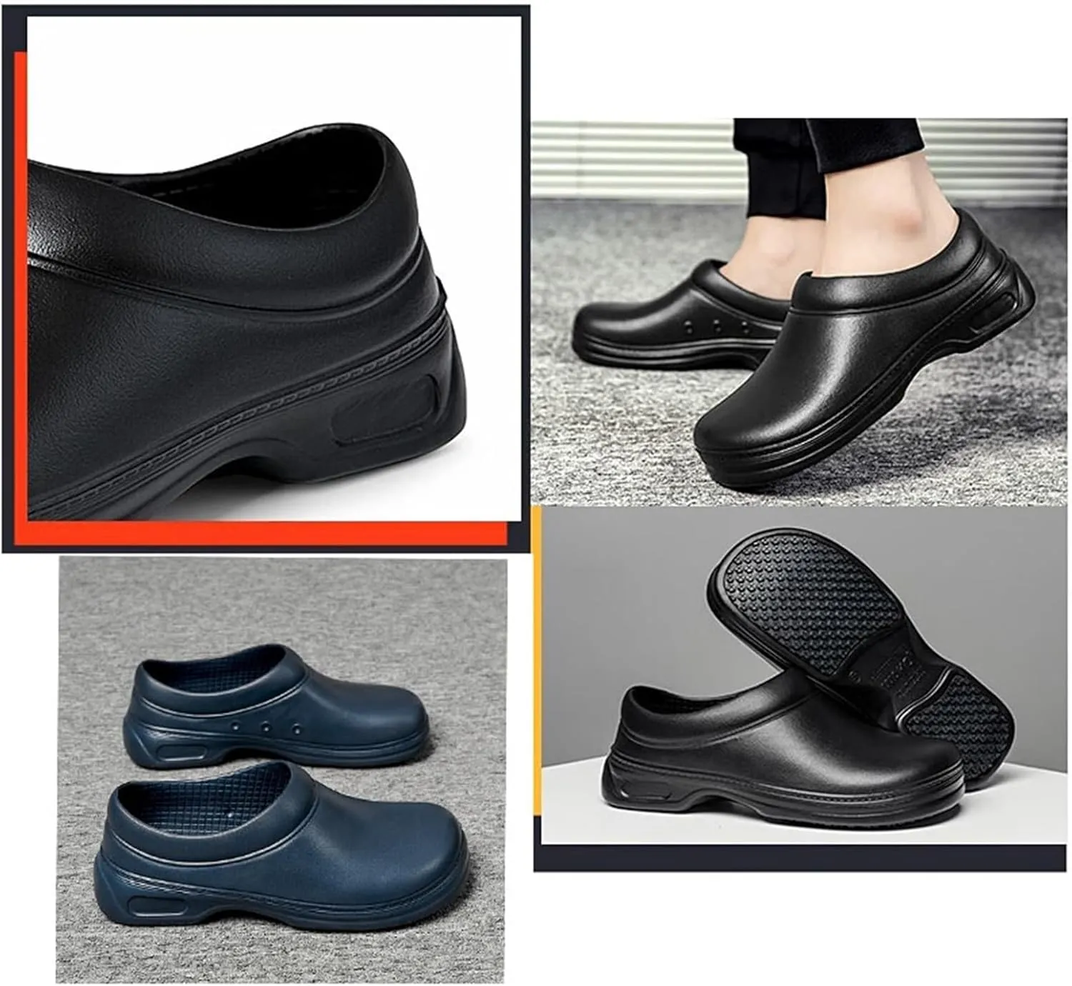 Lightweight Chef Shoes, Men Non Slip Lightweight Shock Absorbing Safety Kitchen Chef Work Shoes, Clogs Comfortable Nursing Nurse Shoes, for Garden, Kitchen, Hospital, Restaurant