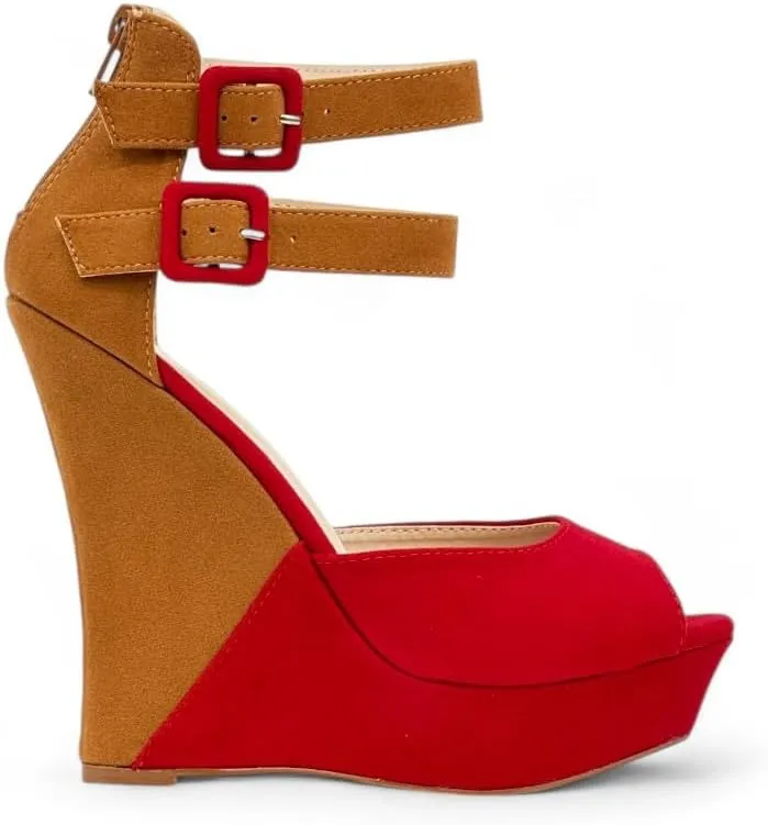 Liliana Women's Wedge High Heels Platform Sandals With Ankle Strap Wedge sandals