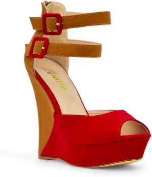 Liliana Women's Wedge High Heels Platform Sandals With Ankle Strap Wedge sandals