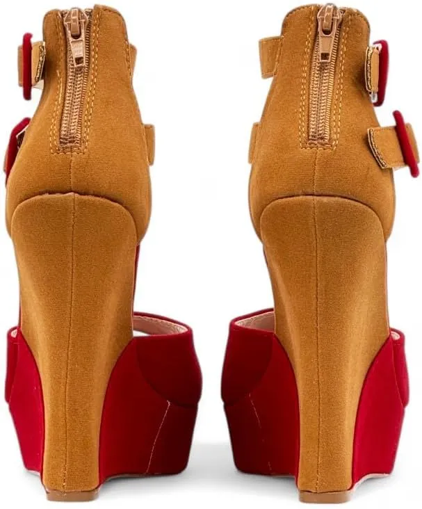 Liliana Women's Wedge High Heels Platform Sandals With Ankle Strap Wedge sandals